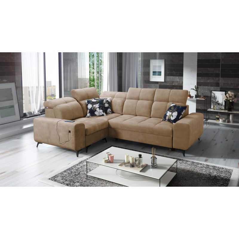 Ascot II Corner Sofa with Sleeping Function, USB Port, and Adjustable Headrests in Velvet, Wave 4 | Your Furniture Brand Ascot II Corner Sofa with Sleeping Function, USB Port, and Adjustable Headrests in Velvet, Wave 4 | Your Furniture Brand