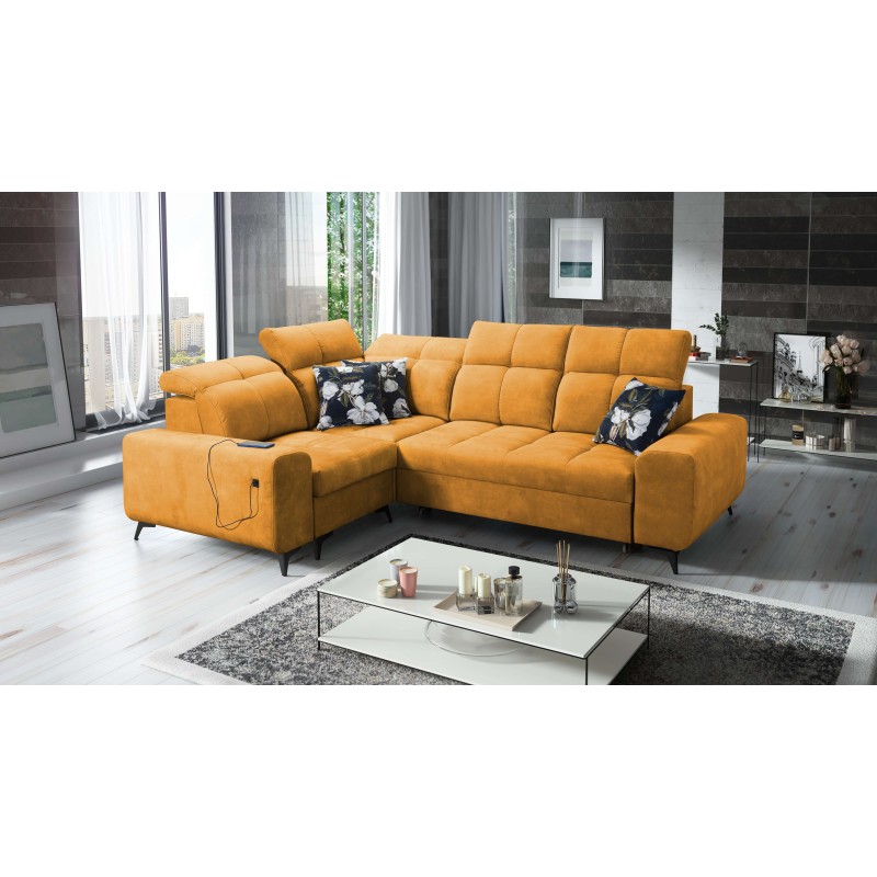 Ascot II Corner Sofa with Sleeping Function, USB Port, and Adjustable Headrests in Velvet, Wave 5 | Your Furniture Brand Ascot II Corner Sofa with Sleeping Function, USB Port, and Adjustable Headrests in Velvet, Wave 5 | Your Furniture Brand