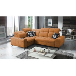 Ascot II Corner Sofa with Sleeping Function, USB Port, and Adjustable Headrests Velvet, Wave 6 | Your Furniture Brand