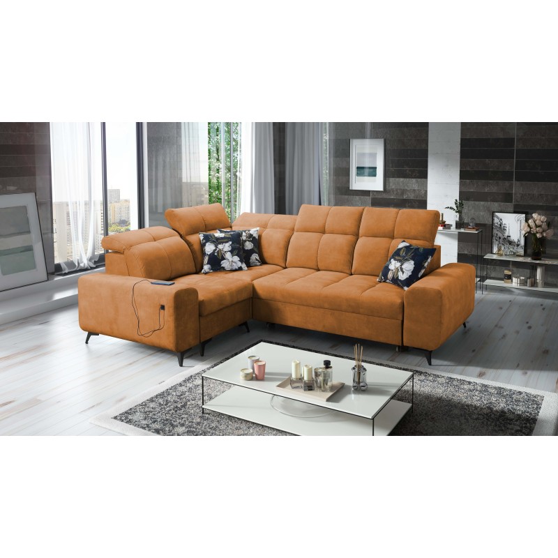 Ascot II Corner Sofa with Sleeping Function, USB Port, and Adjustable Headrests Velvet, Wave 6 | Your Furniture Brand Ascot II Corner Sofa with Sleeping Function, USB Port, and Adjustable Headrests Velvet, Wave 6 | Your Furniture Brand
