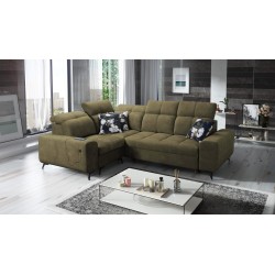 Ascot II Corner Sofa with Sleeping Function, USB Port, and Adjustable Headrests in Velvet, Wave 11 | Your Furniture Brand