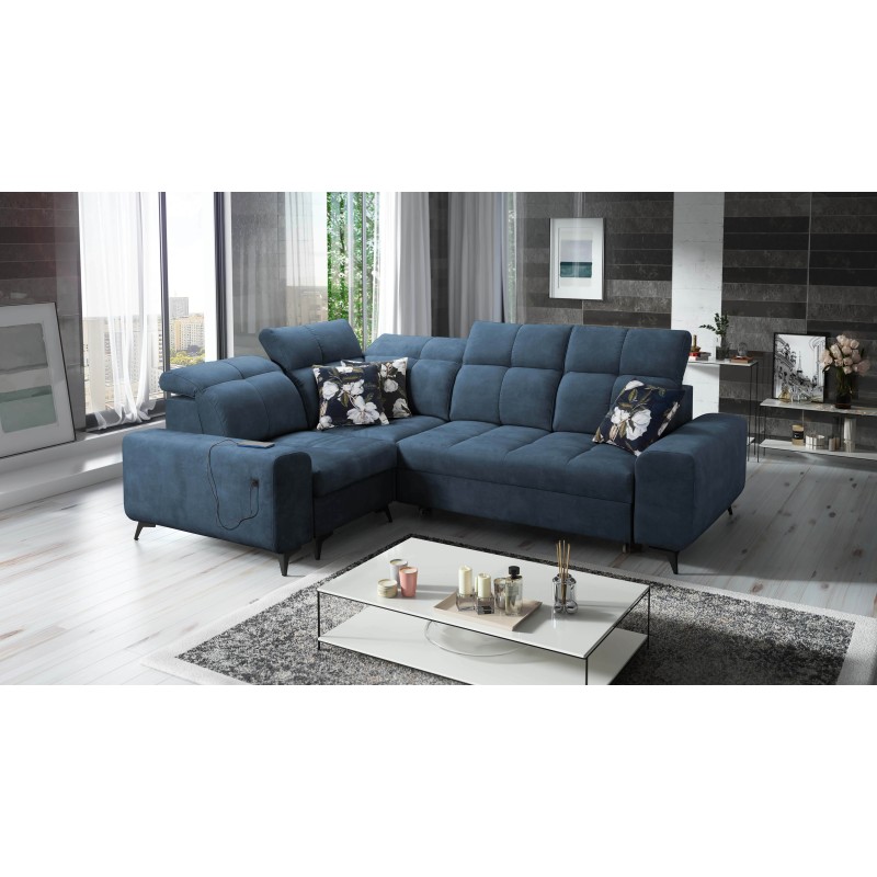Ascot II Corner Sofa with Sleeping Function, USB Port, and Adjustable Headrests Velvet, Wave 14 | Your Furniture Brand Ascot II Corner Sofa with Sleeping Function, USB Port, and Adjustable Headrests Velvet, Wave 14 | Your Furniture Brand