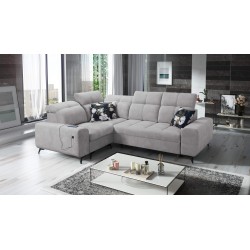 Ascot II Corner Sofa with Sleeping Function, USB Port, and Adjustable Headrests Velvet, Wave 15 | Your Furniture Brand
