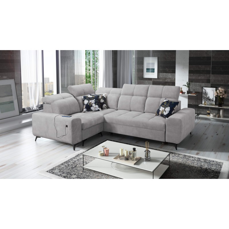 Ascot II Corner Sofa with Sleeping Function, USB Port, and Adjustable Headrests Velvet, Wave 15 | Your Furniture Brand Ascot II Corner Sofa with Sleeping Function, USB Port, and Adjustable Headrests Velvet, Wave 15 | Your Furniture Brand