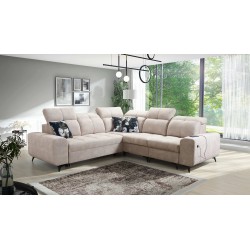 Sofá esquinero Ascot III con función de cama, puerto USB y reposacabezas | Tu mueble con clase