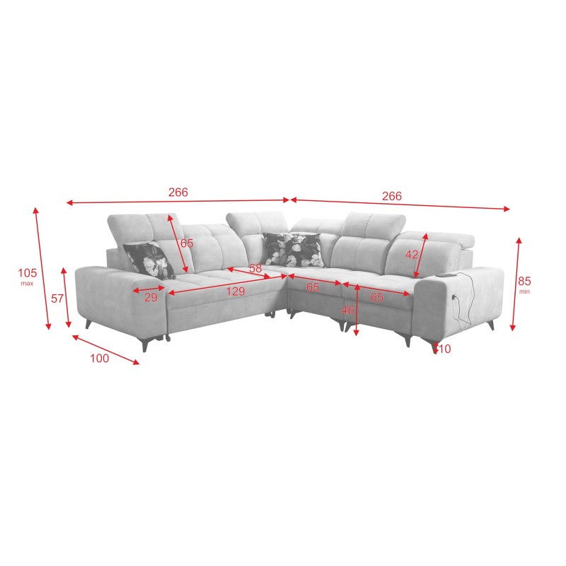 Ascot III Corner Sofa with Sleeping Function, USB Port, and Headrests | Your Classy Furniture Ascot III Corner Sofa with Sleeping Function, USB Port, and Headrests | Your Classy Furniture