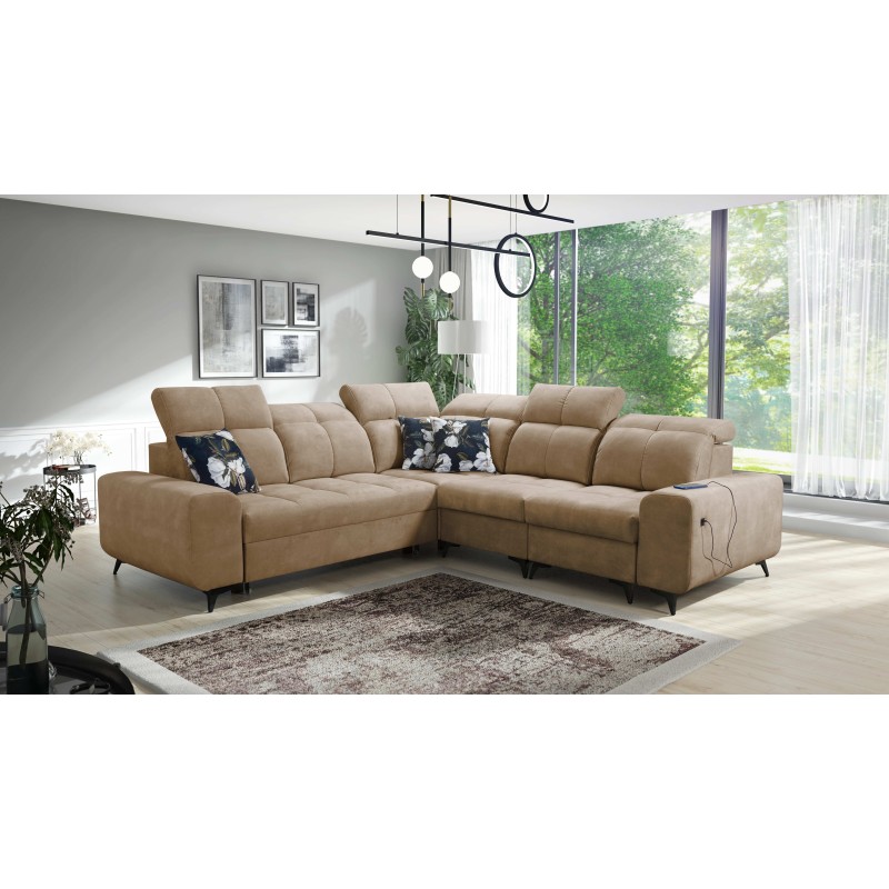 Ascot III Corner Sofa with Sleeping Function, USB Port, and Headrests | Your Classy Furniture Ascot III Corner Sofa with Sleeping Function, USB Port, and Headrests | Your Classy Furniture