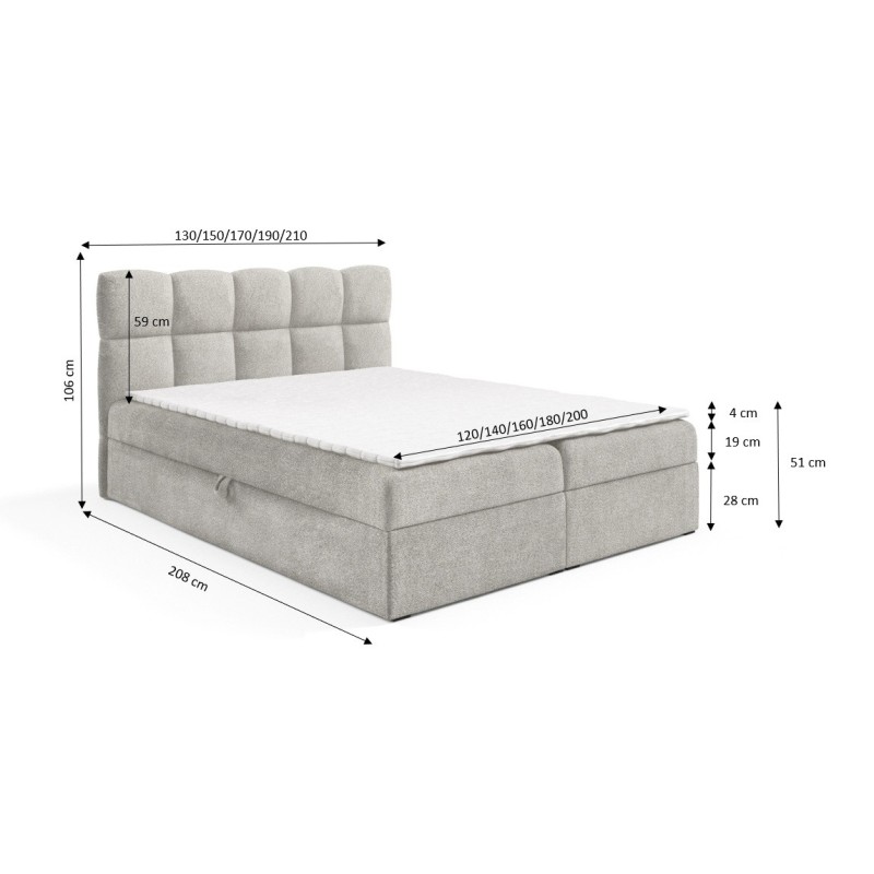 Łóżko kontynentalne Orivo z pojemnikiem na pościel tkanina Coral 85 Łóżko kontynentalne Orivo z pojemnikiem na pościel tkanina Coral 85