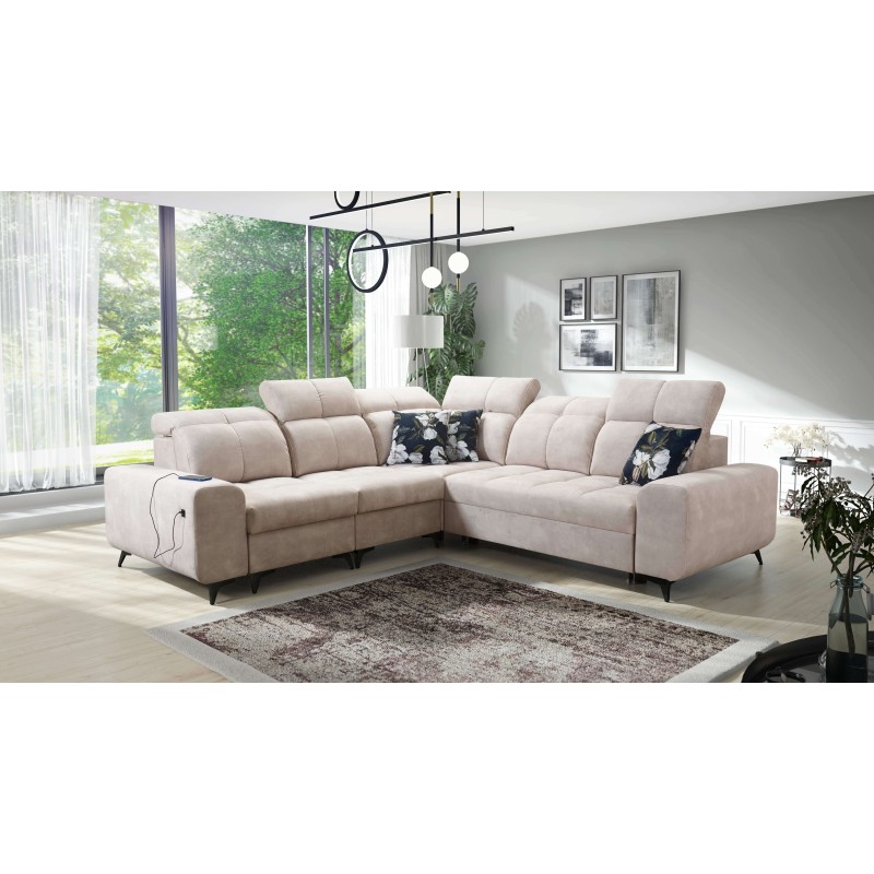 Ascot III Corner Sofa with Sleeping Function, USB Port, and Headrests | Your Classy Furniture Ascot III Corner Sofa with Sleeping Function, USB Port, and Headrests | Your Classy Furniture