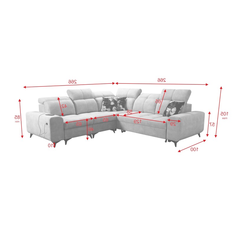 Ascot III Corner Sofa with Sleeping Function, USB Port, and Headrests | Your Classy Furniture Ascot III Corner Sofa with Sleeping Function, USB Port, and Headrests | Your Classy Furniture