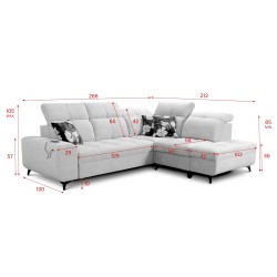 Ascot VII corner sofa with sleeping function, USB port, adjustable headrests – sophistication and comfort in one Ascot VII corner sofa with sleeping function, USB port, adjustable headrests – sophistication and comfort in one