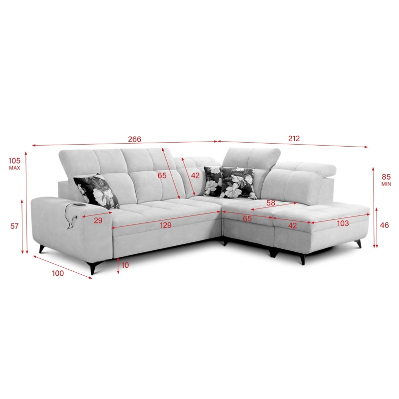 Ascot VII corner sofa with sleeping function, USB port, adjustable headrests – sophistication and comfort in one Ascot VII corner sofa with sleeping function, USB port, adjustable headrests – sophistication and comfort in one