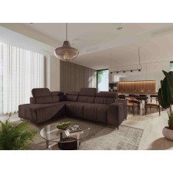 Verona VII corner sofa with sleeping function in Velvet fabric, Vena 13 – elegance and functionality
