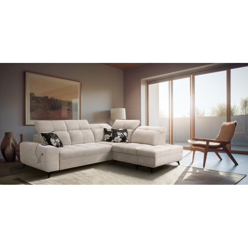 Ascot VII corner sofa with sleeping function, USB port, adjustable headrests – sophistication and comfort in one Ascot VII corner sofa with sleeping function, USB port, adjustable headrests – sophistication and comfort in one