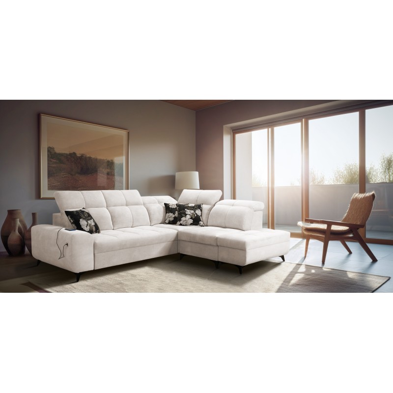 Ascot VII corner sofa with sleeping function, USB port, adjustable headrests – sophistication and comfort in one Ascot VII corner sofa with sleeping function, USB port, adjustable headrests – sophistication and comfort in one