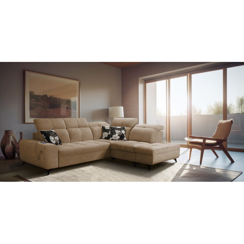 Ascot VII corner sofa with sleeping function, USB port, adjustable headrests – sophistication and comfort in one Ascot VII corner sofa with sleeping function, USB port, adjustable headrests – sophistication and comfort in one