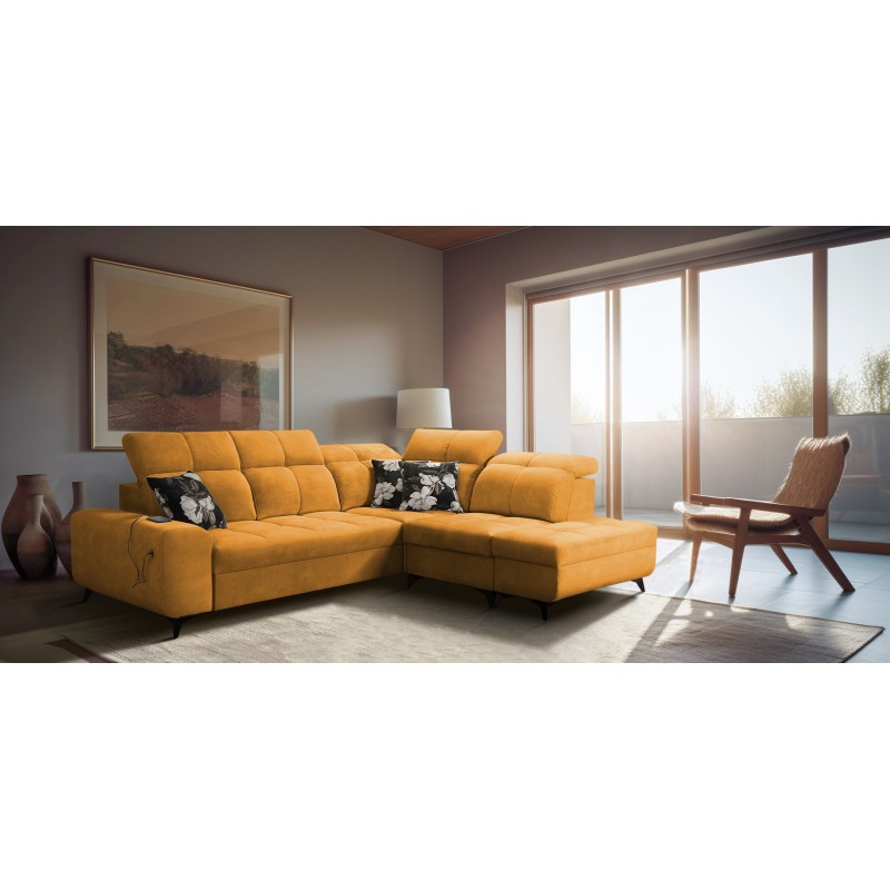 Ascot VII corner sofa with sleeping function, USB port, adjustable headrests – sophistication and comfort in one Ascot VII corner sofa with sleeping function, USB port, adjustable headrests – sophistication and comfort in one