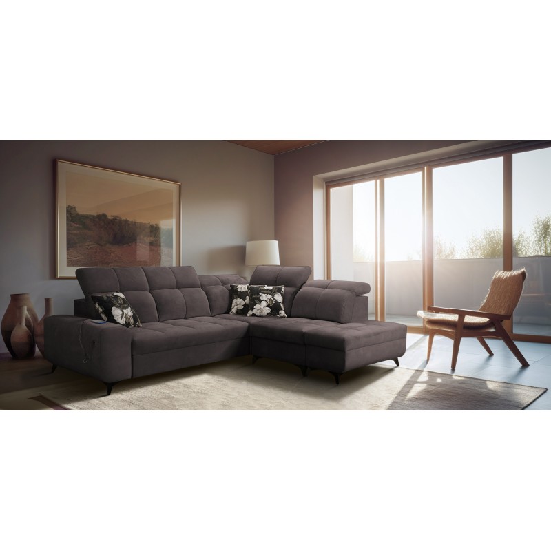 Ascot VII corner sofa with sleeping function, USB port, adjustable headrests – sophistication and comfort in one Ascot VII corner sofa with sleeping function, USB port, adjustable headrests – sophistication and comfort in one