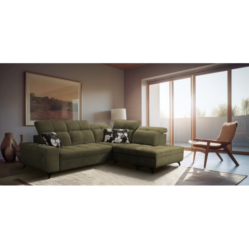 Ascot VII corner sofa with sleeping function, USB port, adjustable headrests – sophistication and comfort in one Ascot VII corner sofa with sleeping function, USB port, adjustable headrests – sophistication and comfort in one
