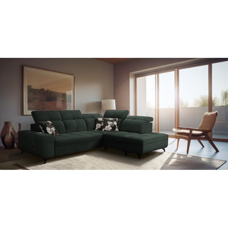 Ascot VII corner sofa with sleeping function, USB port, adjustable headrests – sophistication and comfort in one Ascot VII corner sofa with sleeping function, USB port, adjustable headrests – sophistication and comfort in one