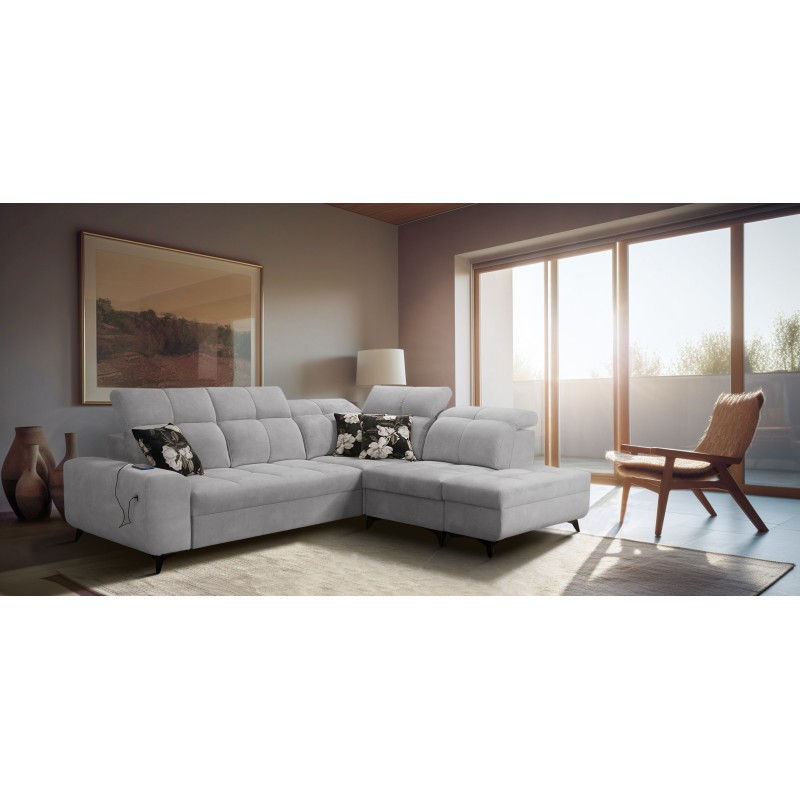 Ascot VII corner sofa with sleeping function, USB port, adjustable headrests – sophistication and comfort in one Ascot VII corner sofa with sleeping function, USB port, adjustable headrests – sophistication and comfort in one