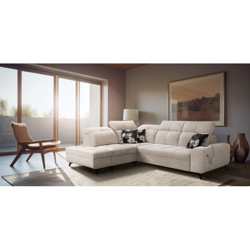 Ascot VII corner sofa with sleeping function, USB port, adjustable headrests – sophistication and comfort in one Ascot VII corner sofa with sleeping function, USB port, adjustable headrests – sophistication and comfort in one