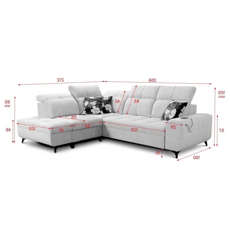 Ascot VII corner sofa with sleeping function, USB port, adjustable headrests – sophistication and comfort in one Ascot VII corner sofa with sleeping function, USB port, adjustable headrests – sophistication and comfort in one