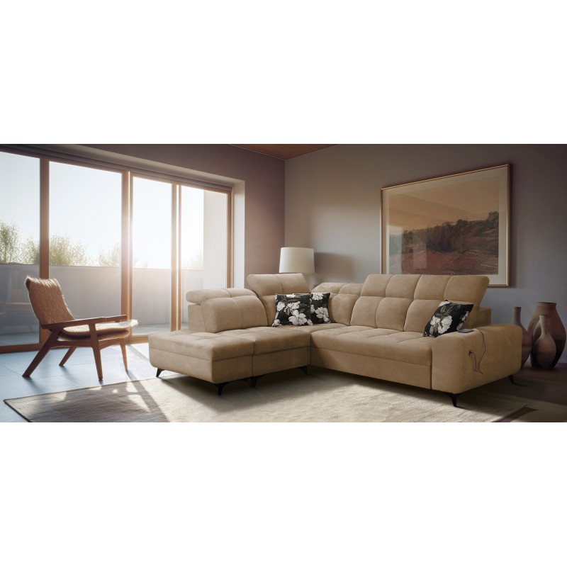 Ascot VII corner sofa with sleeping function, USB port, adjustable headrests – sophistication and comfort in one Ascot VII corner sofa with sleeping function, USB port, adjustable headrests – sophistication and comfort in one