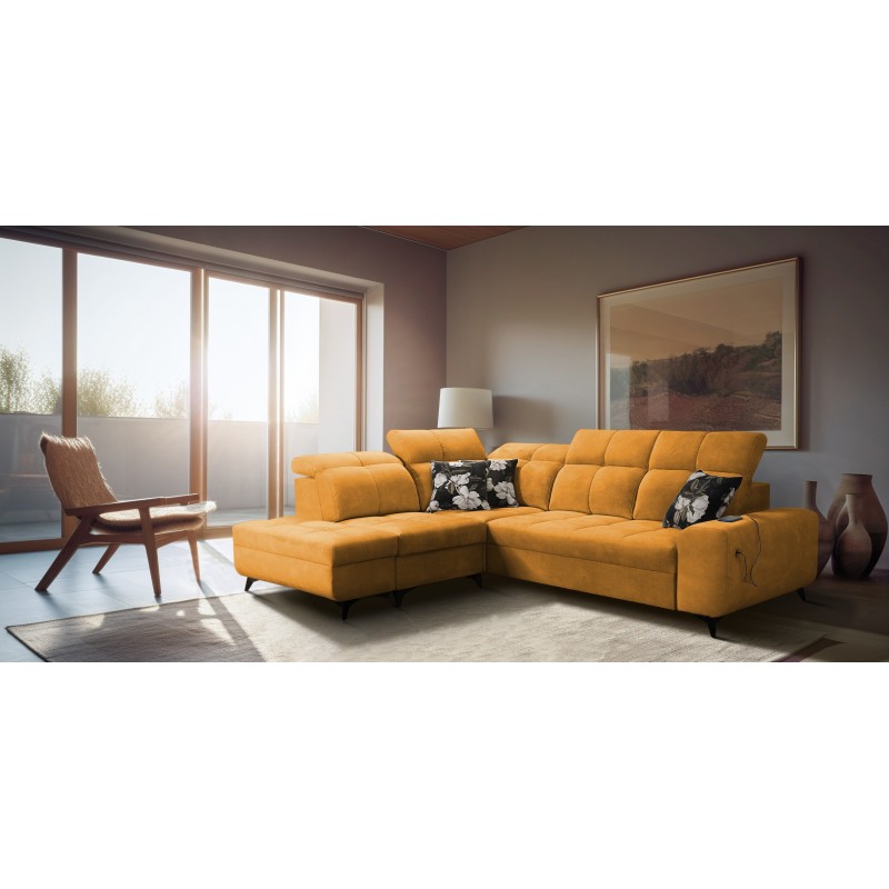 Ascot VII corner sofa with sleeping function, USB port, adjustable headrests – sophistication and comfort in one Ascot VII corner sofa with sleeping function, USB port, adjustable headrests – sophistication and comfort in one