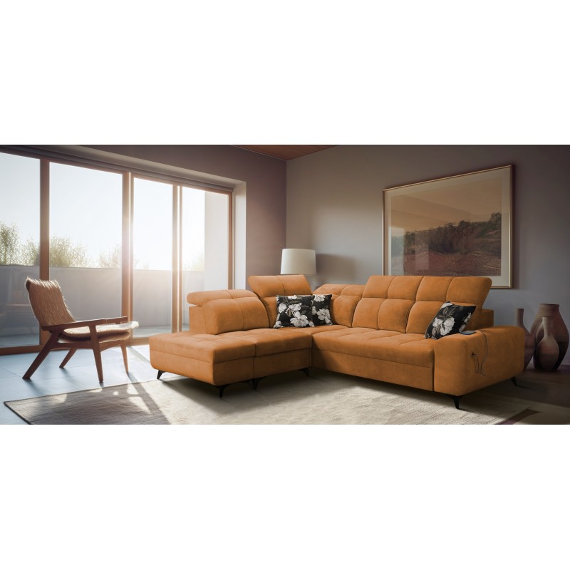Ascot VII corner sofa with sleeping function, USB port, adjustable headrests – sophistication and comfort in one Ascot VII corner sofa with sleeping function, USB port, adjustable headrests – sophistication and comfort in one