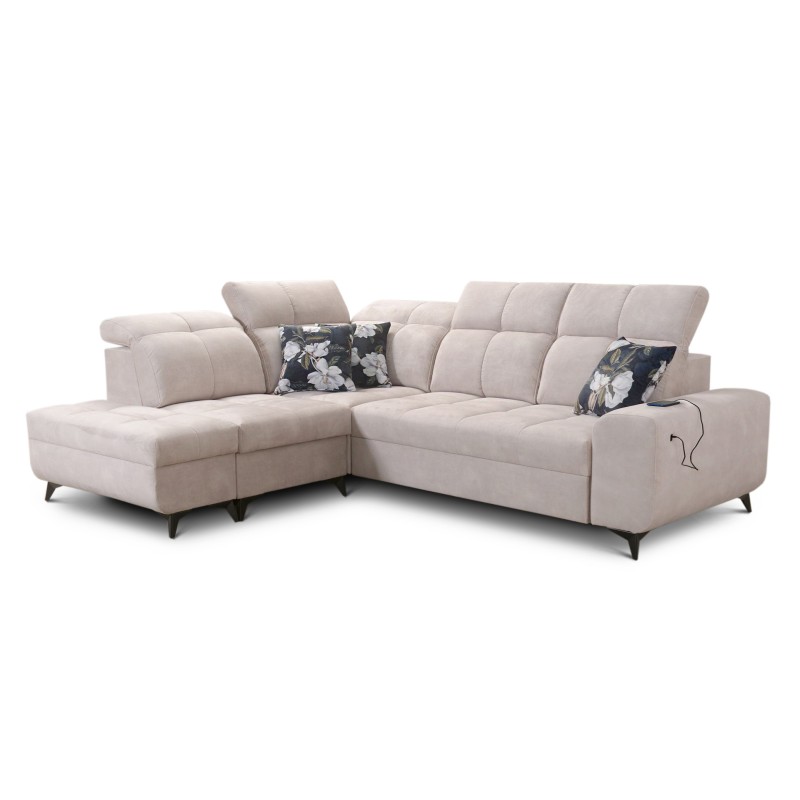 Ascot VII corner sofa with sleeping function, USB port, adjustable headrests – sophistication and comfort in one Ascot VII corner sofa with sleeping function, USB port, adjustable headrests – sophistication and comfort in one