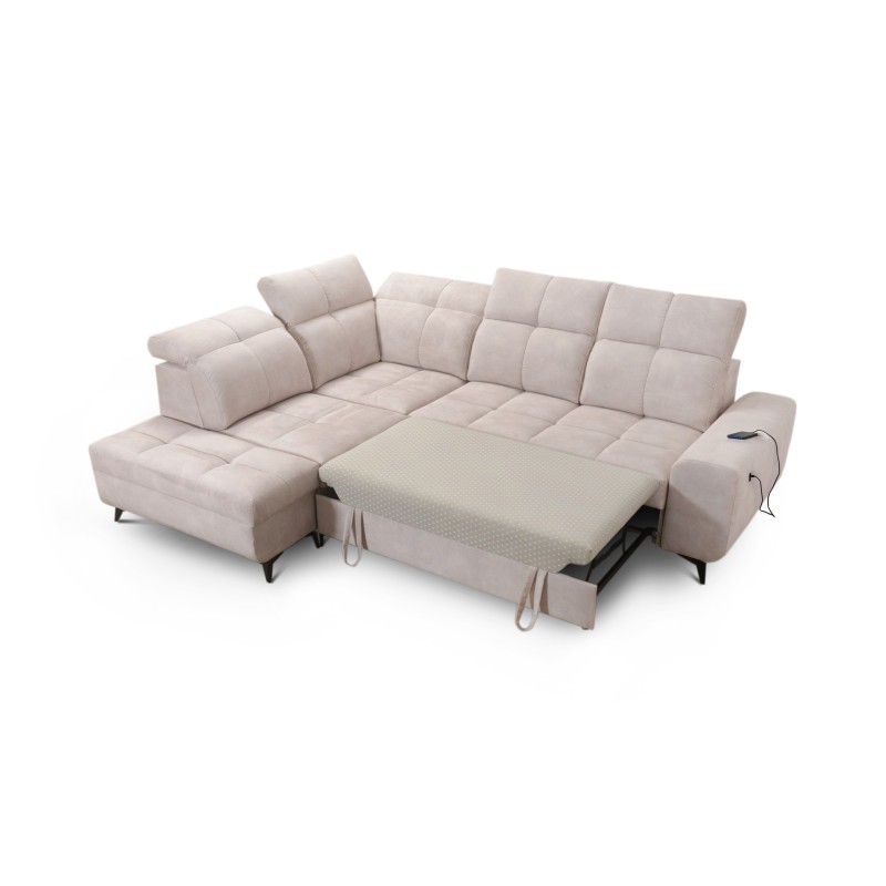 Ascot VII corner sofa with sleeping function, USB port, adjustable headrests – sophistication and comfort in one Ascot VII corner sofa with sleeping function, USB port, adjustable headrests – sophistication and comfort in one