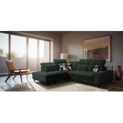 Esquina Ascot VII con función de cama, puerto USB, reposacabezas ajustables: sofisticación y confort en uno.