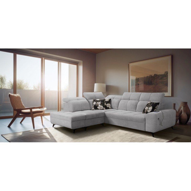 Ascot VII corner sofa with sleeping function, USB port, adjustable headrests – sophistication and comfort in one Ascot VII corner sofa with sleeping function, USB port, adjustable headrests – sophistication and comfort in one
