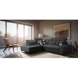 Ascot VII corner sofa with sleeping function, USB port, adjustable headrests – sophistication and comfort in one