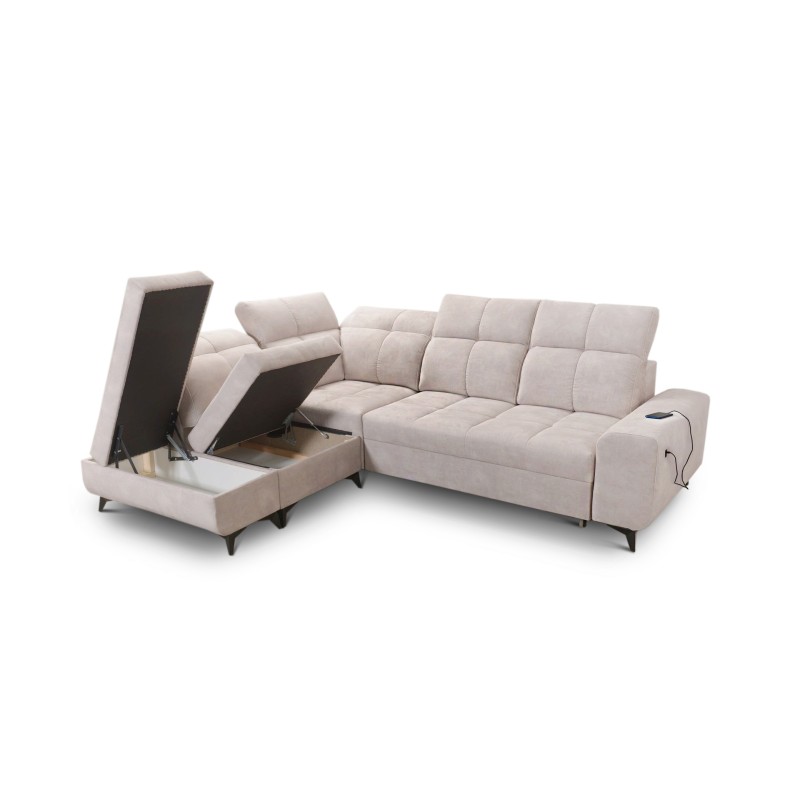 Ascot VII corner sofa with sleeping function, USB port, adjustable headrests – sophistication and comfort in one Ascot VII corner sofa with sleeping function, USB port, adjustable headrests – sophistication and comfort in one
