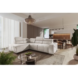 Verona VII Corner Sofa with Sleeping Function in Velvet Fabric, Vena 9 – Elegance and Functionality