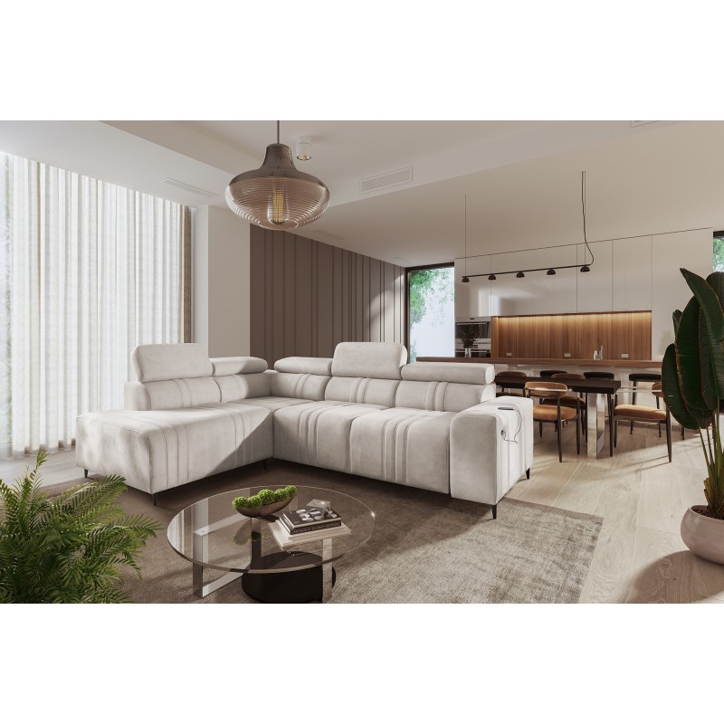 Verona VII Corner Sofa with Sleeping Function in Velvet Fabric, Vena 9 – Elegance and Functionality Verona VII Corner Sofa with Sleeping Function in Velvet Fabric, Vena 9 – Elegance and Functionality