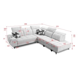 Ascot IX corner sofa with a sleeping function, USB port, and adjustable headrests - Velvet, Wave 2 Ascot IX corner sofa with a sleeping function, USB port, and adjustable headrests - Velvet, Wave 2