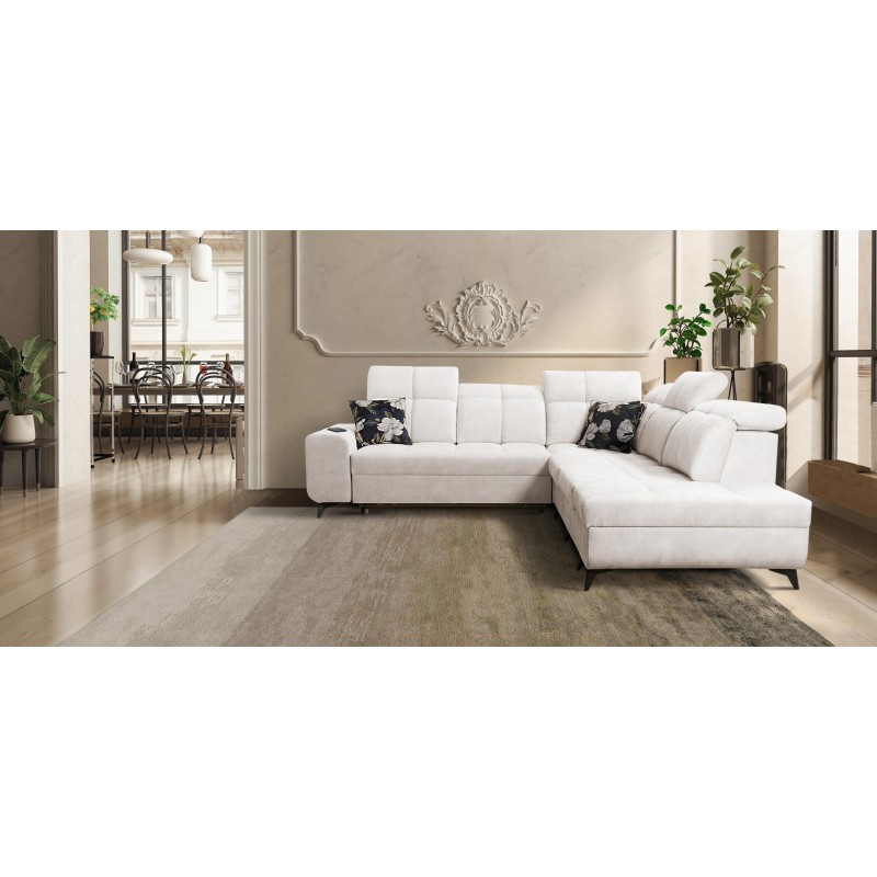 Ascot IX corner sofa with sleeping function, USB port, and adjustable headrests - Velvet, Wave 1 Ascot IX corner sofa with sleeping function, USB port, and adjustable headrests - Velvet, Wave 1