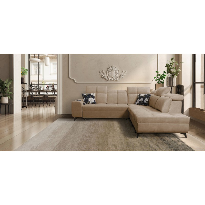 Ascot IX corner sofa with a sleeping function, USB port, and adjustable headrests - Velvet, Wave 4 Ascot IX corner sofa with a sleeping function, USB port, and adjustable headrests - Velvet, Wave 4