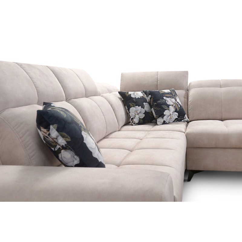Ascot IX corner sofa with sleeping function, USB port, and adjustable headrests - Velvet, Wave 5 Ascot IX corner sofa with sleeping function, USB port, and adjustable headrests - Velvet, Wave 5