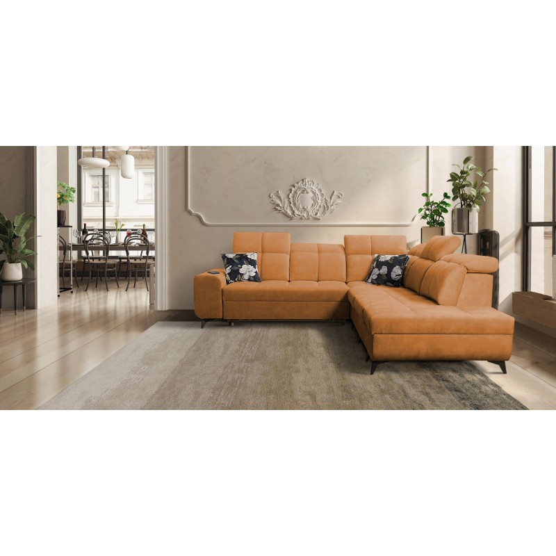 Ascot IX corner sofa with sleeping function, USB port, and adjustable headrests - Velvet, Wave 6 Ascot IX corner sofa with sleeping function, USB port, and adjustable headrests - Velvet, Wave 6