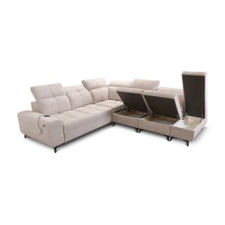 Ascot IX corner sofa with sleeping function, USB port, and adjustable headrests - Velvet, Wave 10 Ascot IX corner sofa with sleeping function, USB port, and adjustable headrests - Velvet, Wave 10