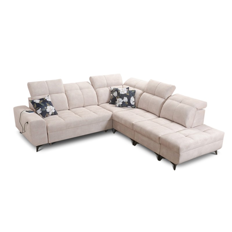 Ascot IX corner sofa with sleeping function, USB port, and adjustable headrests - Velvet, Wave 10 Ascot IX corner sofa with sleeping function, USB port, and adjustable headrests - Velvet, Wave 10