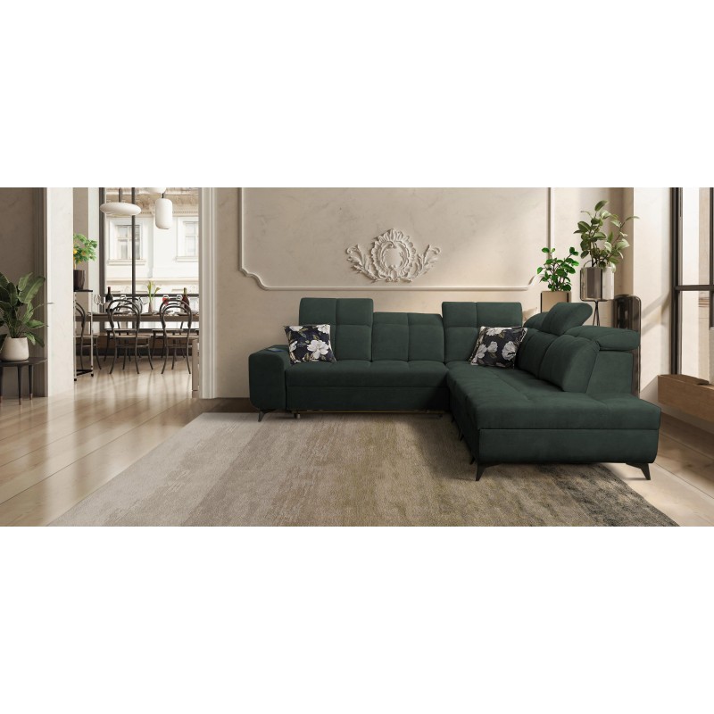 Ascot IX corner sofa with sleeping function, USB port, and adjustable headrests - Velvet, Wave 12 Ascot IX corner sofa with sleeping function, USB port, and adjustable headrests - Velvet, Wave 12