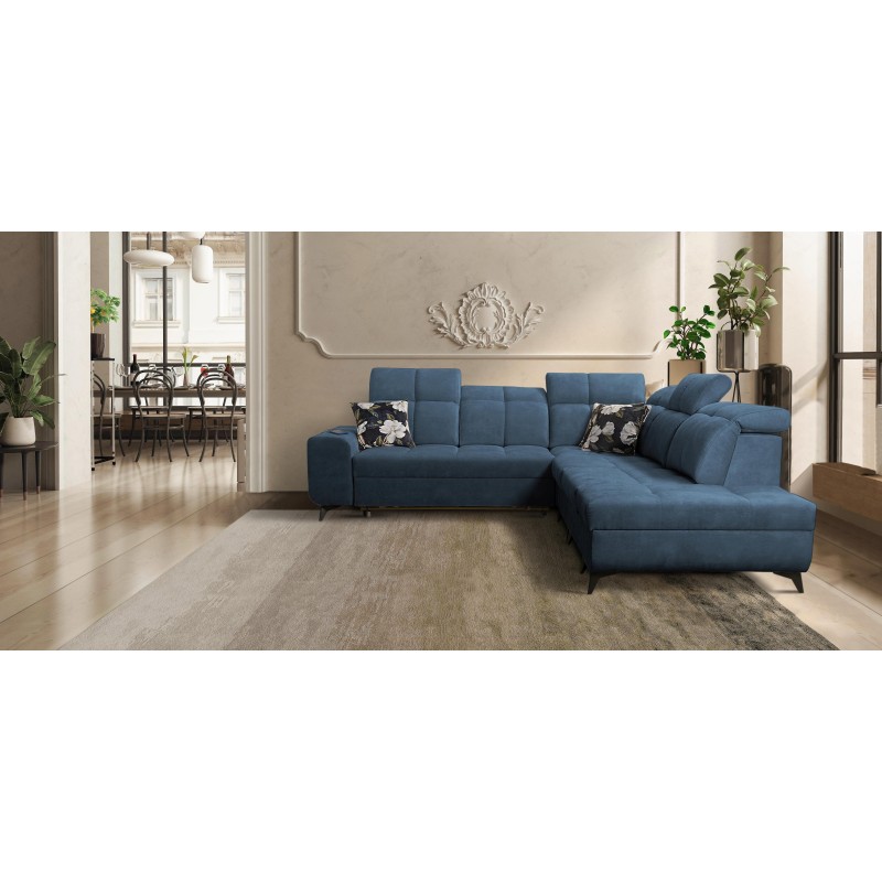 Ascot IX corner sofa with sleeping function, USB port, and adjustable headrests - Velvet, Wave 14 Ascot IX corner sofa with sleeping function, USB port, and adjustable headrests - Velvet, Wave 14