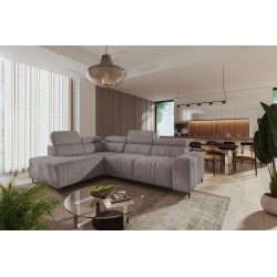 Verona VII corner sofa with a sleeping function in Velvet fabric, Vena 8 – elegance and functionality