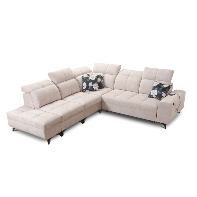 Ascot IX corner sofa with a sleeping function, USB port, and adjustable headrests - Velvet, Wave 2 Ascot IX corner sofa with a sleeping function, USB port, and adjustable headrests - Velvet, Wave 2