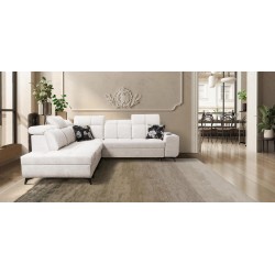 Ascot IX corner sofa with sleeping function, USB port, and adjustable headrests - Velvet, Wave 1
